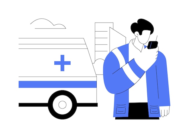 Vector vectorillustratie van het abstracte concept van de ambulancechauffeur