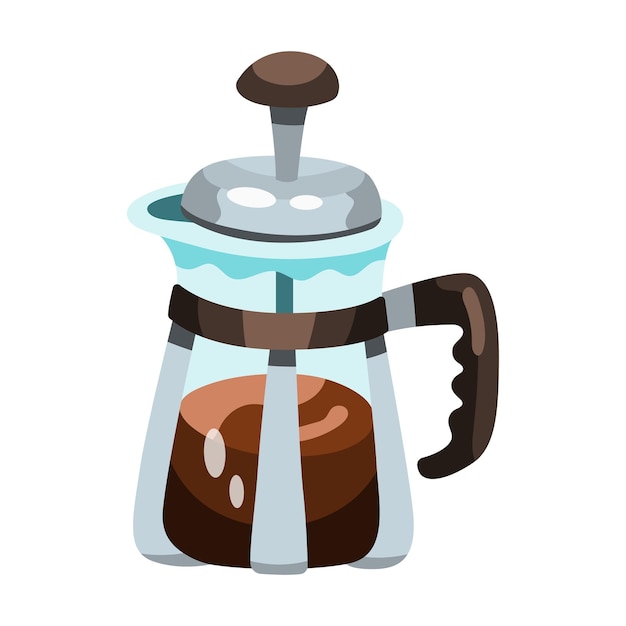 Vectorillustratie van het brouwproces van de Franse pers coffee