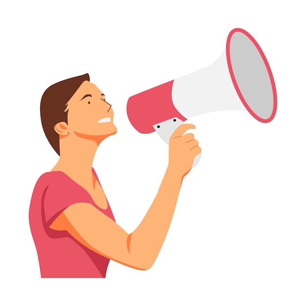 Vectorillustratie van het concept van een persoon die een megafoon vasthoudt