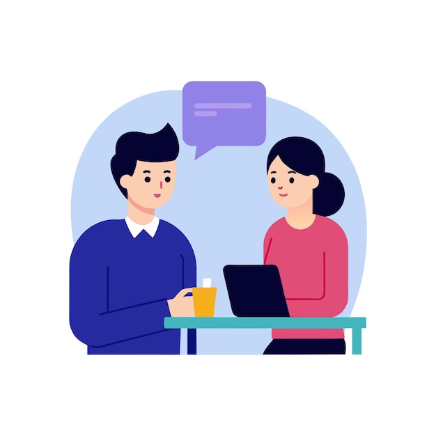 Vectorillustratie van het gesprek bij een sollicitatiegesprek