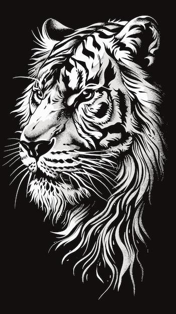 Vector vectorillustratie van het hoofd van een tijger wild dier voor tatoeage- of t-shirtontwerp