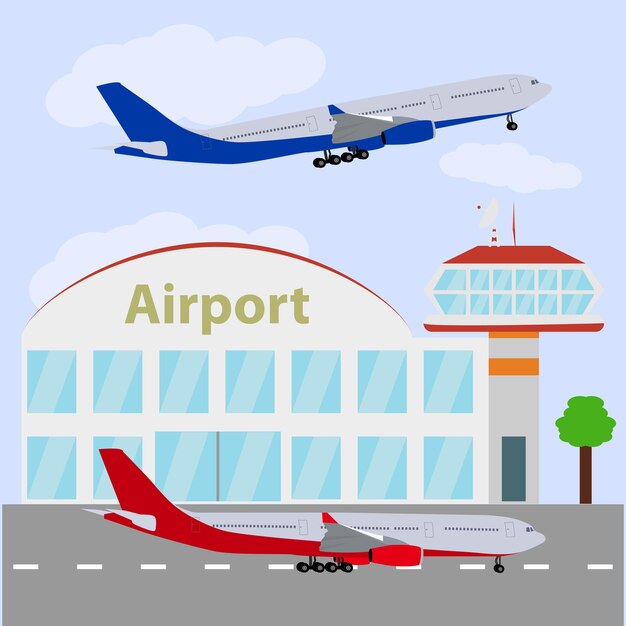 Vectorillustratie van het icoon van de luchthaven voor een passagiersschip met twee passagiers