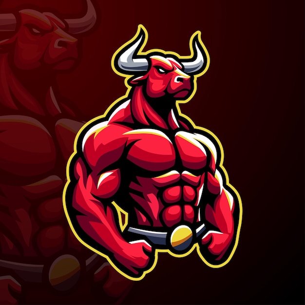 Vectorillustratie van het logo van de stier mascotte esport