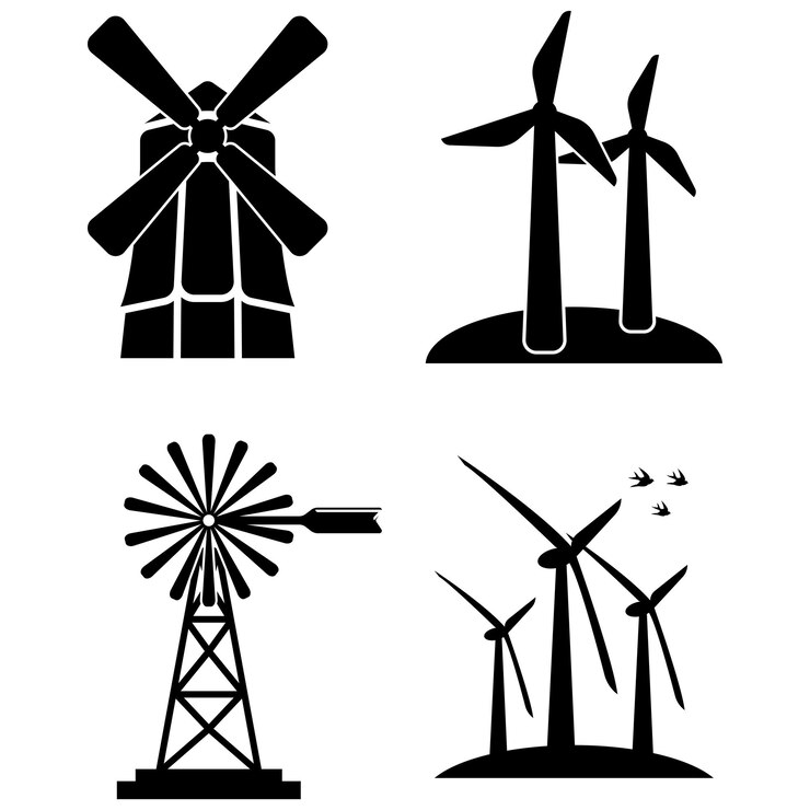 Vector vectorillustratie van het logo van de windmolen