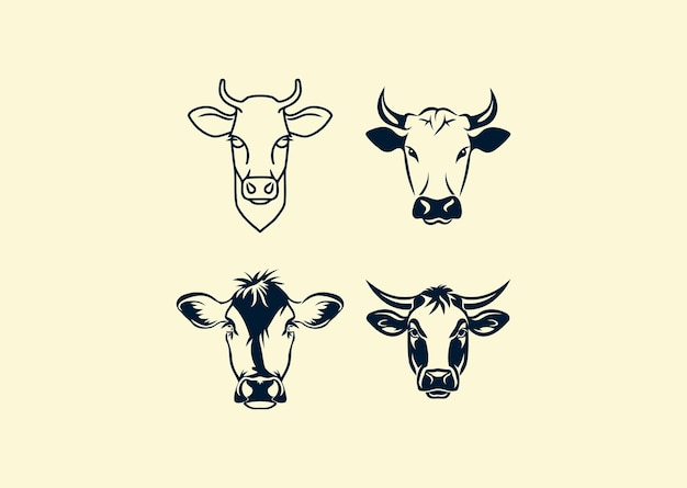 Vectorillustratie van het logoontwerp van Cow Head