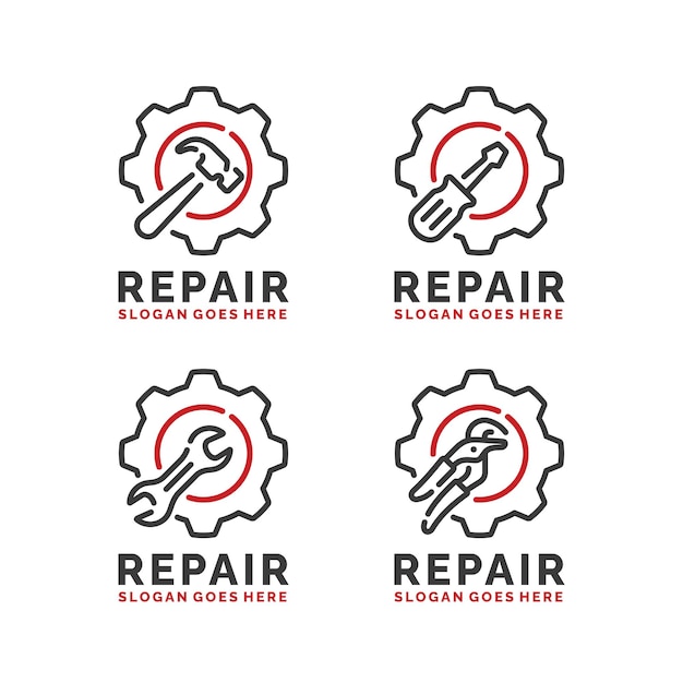 Vectorillustratie van het ontwerp van het reparatie-logo