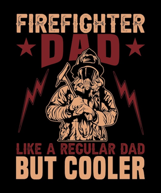 Vectorillustratie van het ontwerp van het T-shirt van de brandweerman