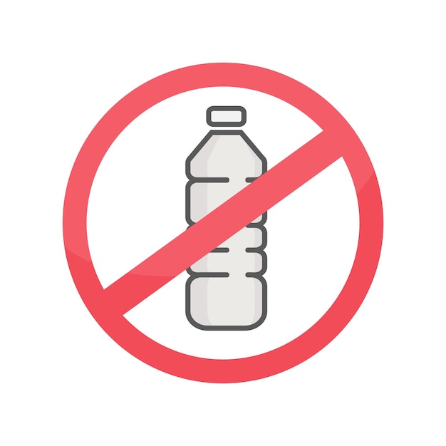 Vectorillustratie van het pictogram mag geen plastic fles gebruiken