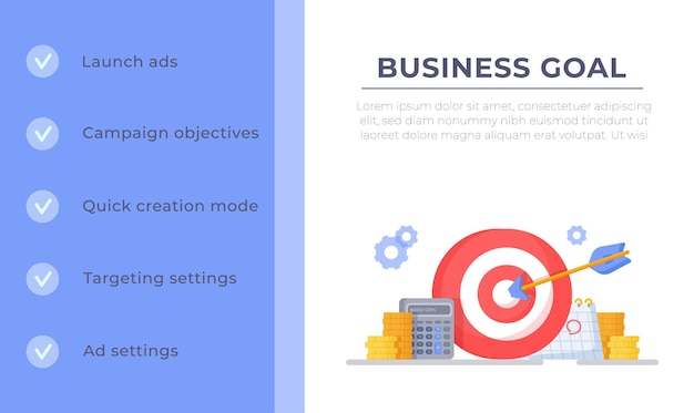 Vectorillustratie van het raken van het doel winnende concept van infographic sjabloon voor succesgrafiek