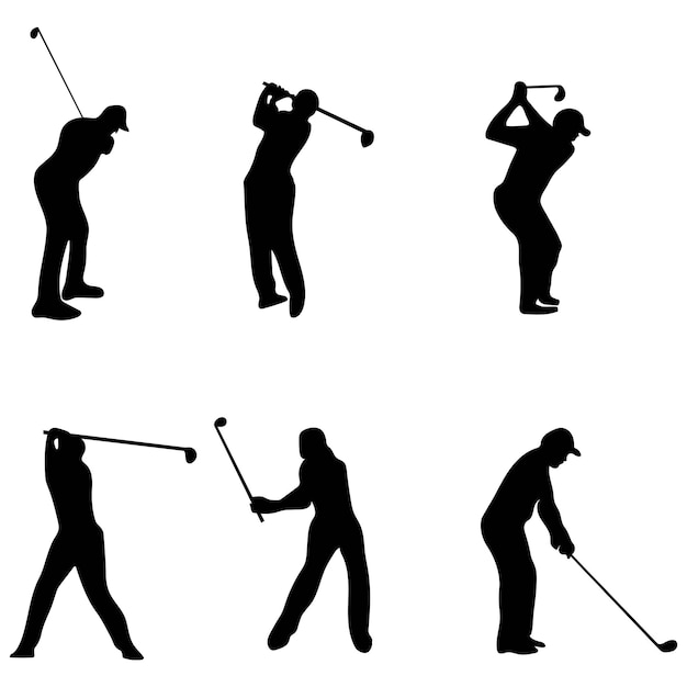 Vectorillustratie van het silhouet van de golfspeler