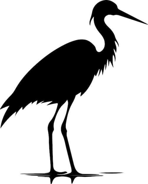 Vector vectorillustratie van het silhouet van de reiger witte achtergrond