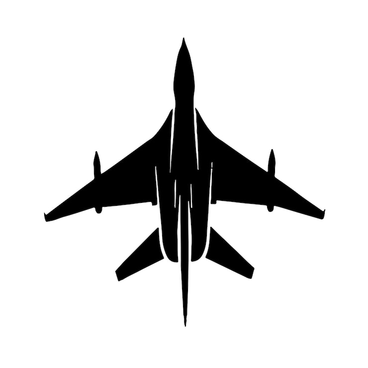 Vector vectorillustratie van het silhouet van een gevechtsvliegtuig