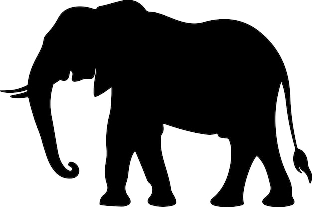 Vectorillustratie van het silhouet van een olifant Witte achtergrond