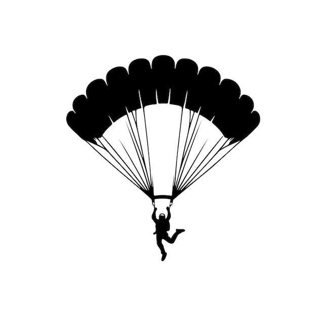 Vectorillustratie van het silhouet van een parachutist