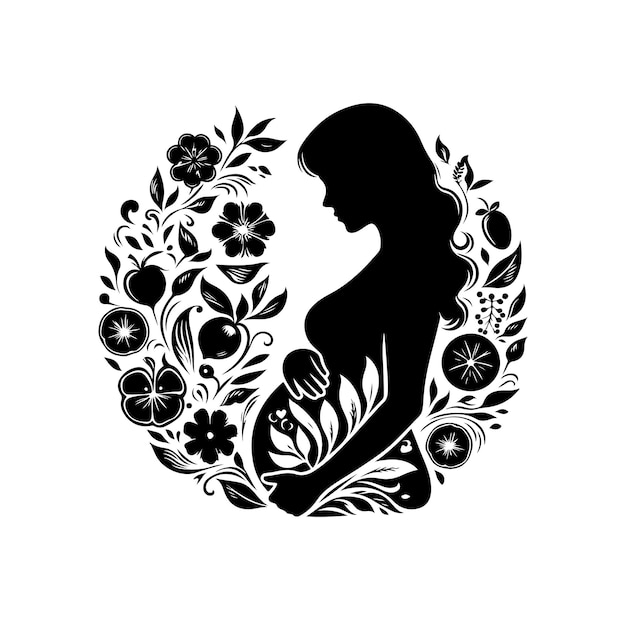 Vectorillustratie van het silhouet van een zwangere vrouw op een witte achtergrond