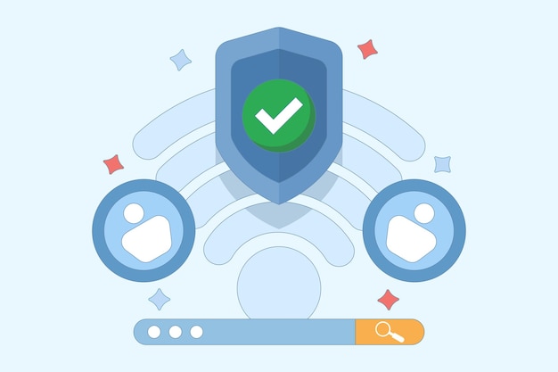 vectorillustratie van het wifi-netwerkbeveiligings- en -beschermingsconcept of wifi-encryptie