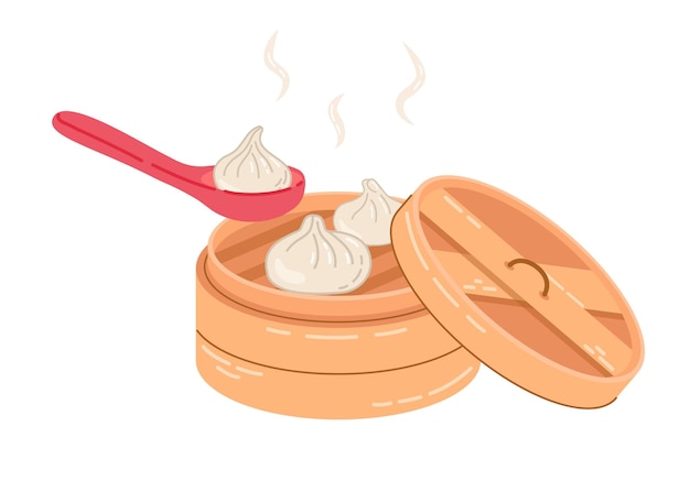 Vectorillustratie van hete Chinese dumplings