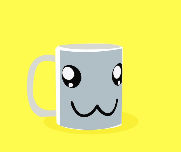 Vectorillustratie van hete thee en koffie Kawaii cup met emoji gezicht