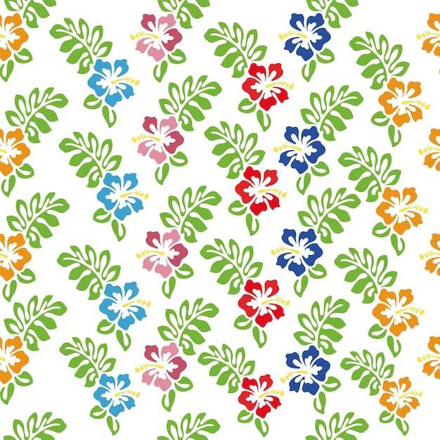 Vectorillustratie van hibiscus bloemen van verschillende kleuren witte achtergrond voor behang covers print