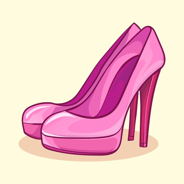 Vectorillustratie van hoge hakken, vlakke stijl vector, hoge hakken zachte kleur schoenen. vector illustratie.