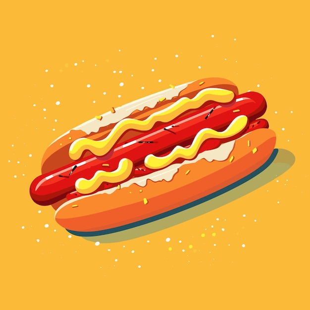 Vectorillustratie van hotdog met ketchup en mosterd