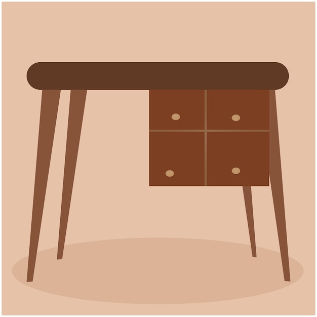 Vectorillustratie van houten tafel voor schoolbanken of kantoormeubilair
