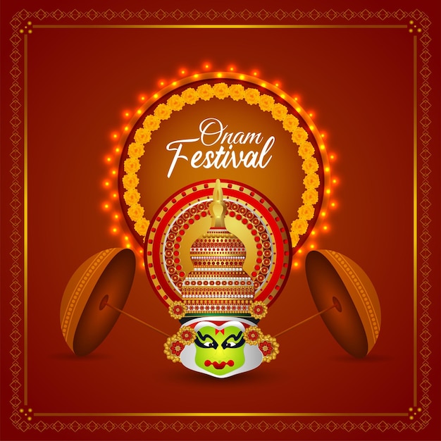 Vectorillustratie van Indiase festival Happy onam sjabloon achtergrond