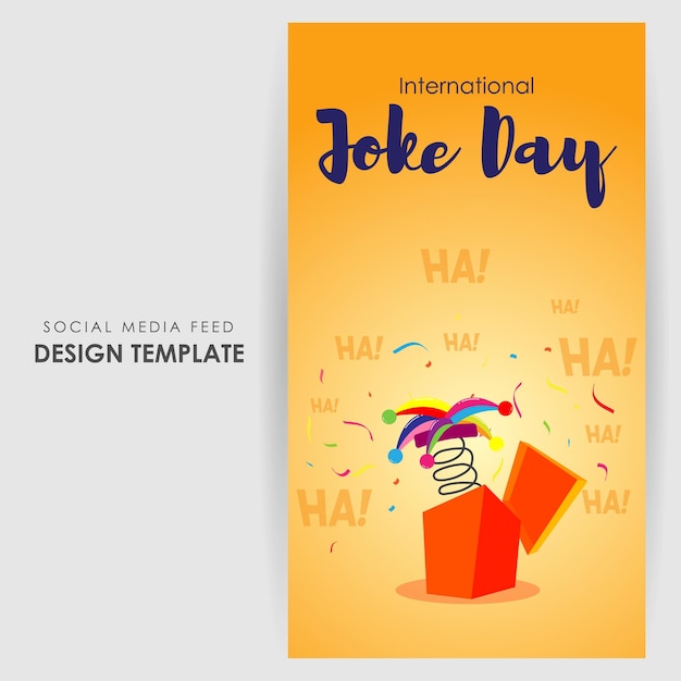 Vectorillustratie van International Joke Day social media story feed mockup template