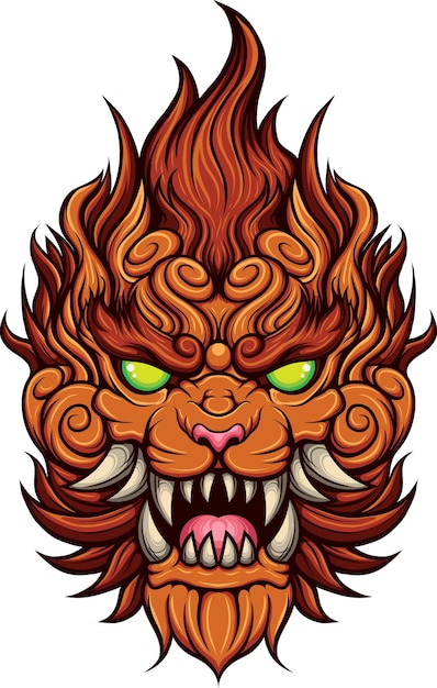 Vectorillustratie van japanse leeuw komainu