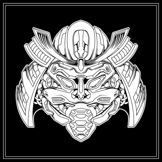 Vectorillustratie van Japanse samurai masker tattoo artwork