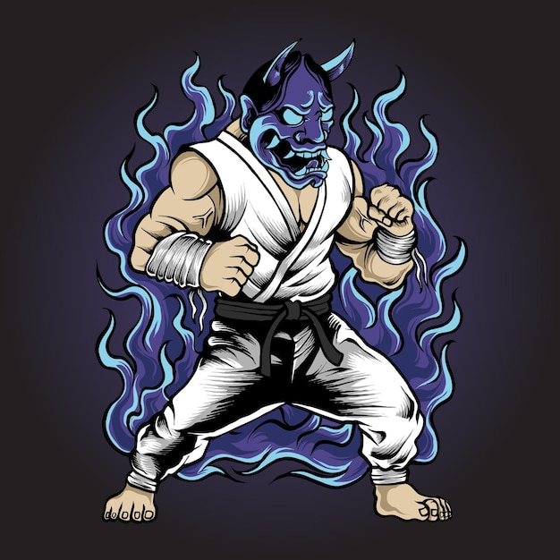 vectorillustratie van karate hannya duivel Japans