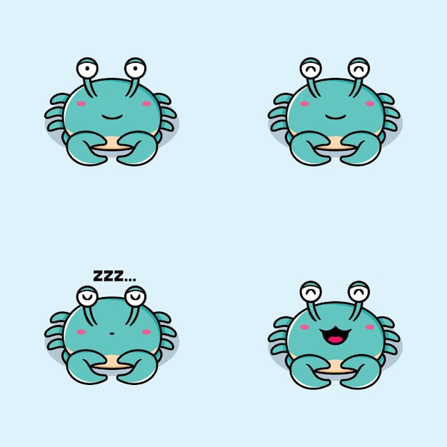 vectorillustratie van kawaii krab emoji