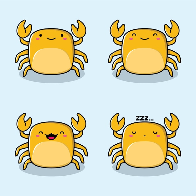 vectorillustratie van kawaii krab emoji