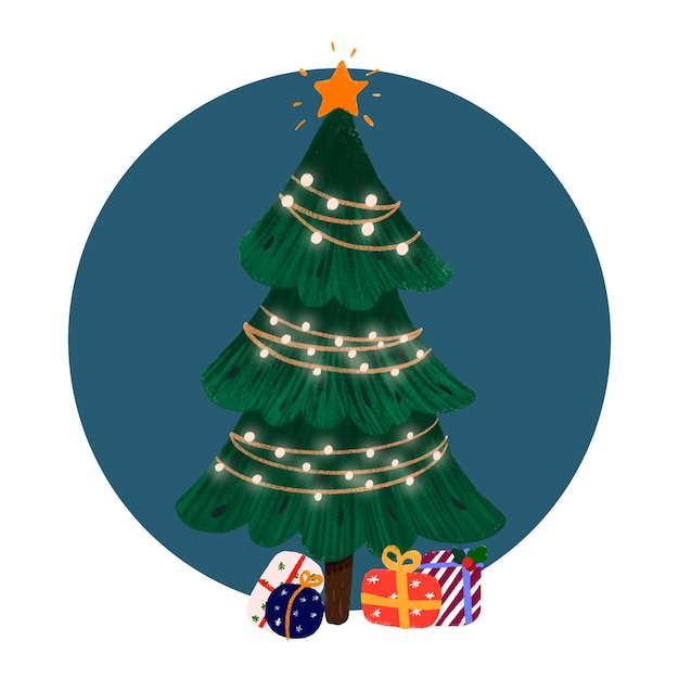 Vectorillustratie van kerstboom met geschenken