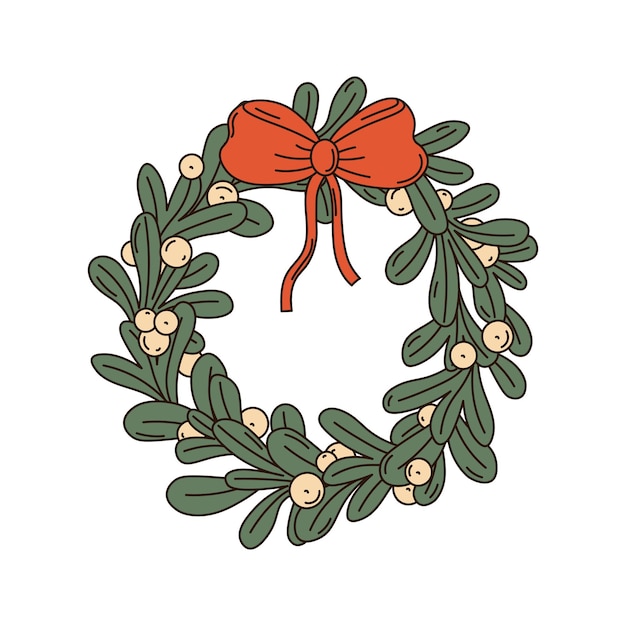 Vectorillustratie van kerstkrans pictogram geïsoleerd op witte achtergrond
