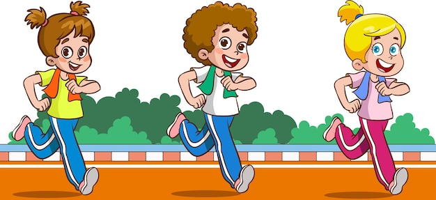 vectorillustratie van kinderen hardloopwedstrijd