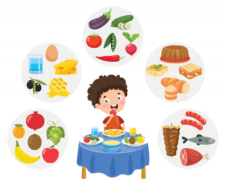 Vector vectorillustratie van kinderen voedsel concept