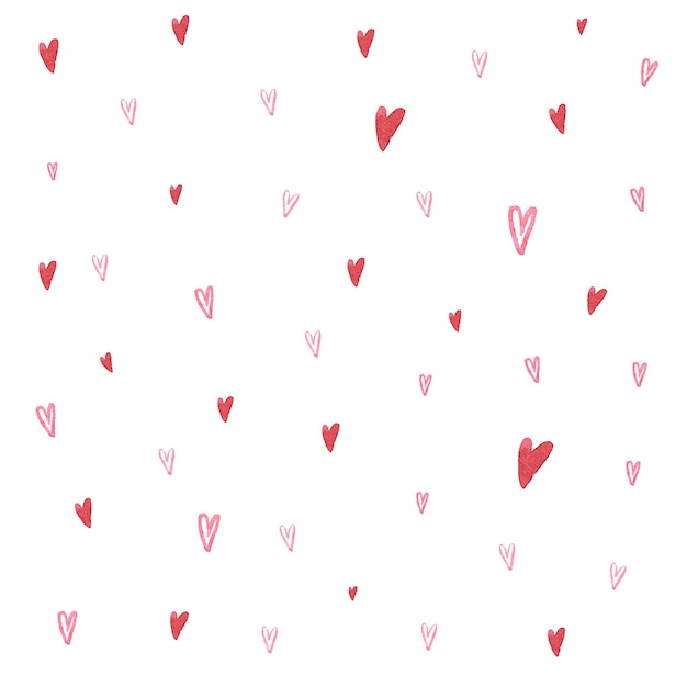 Vectorillustratie van klein rood en roze hartenpatroon op witte achtergrond