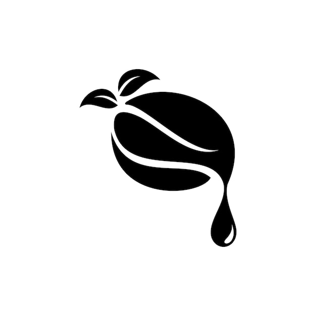 Vectorillustratie van koffieboon en twee bladeren logo