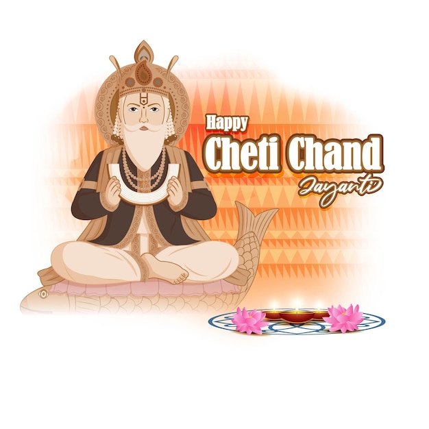 Vectorillustratie van Lord Cheti Chand Jhulelal Jayanti