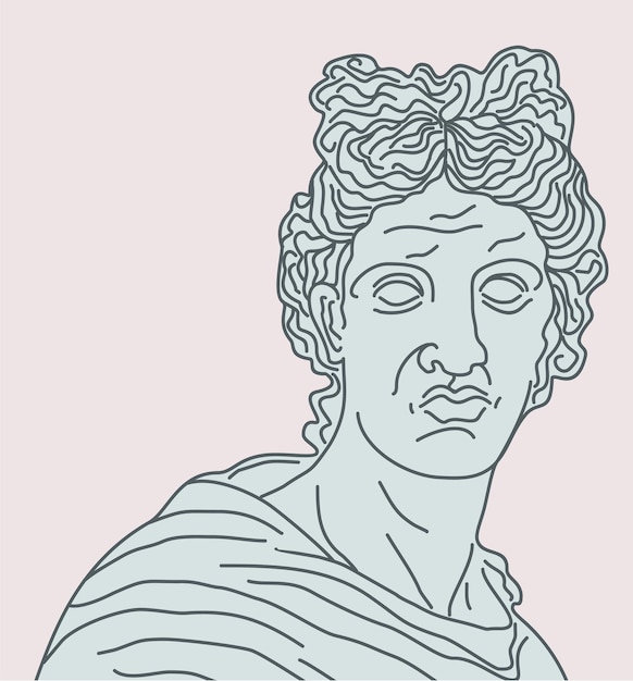 Vectorillustratie van mannelijke Griekse standbeeld geïsoleerd op een lichte achtergrond.