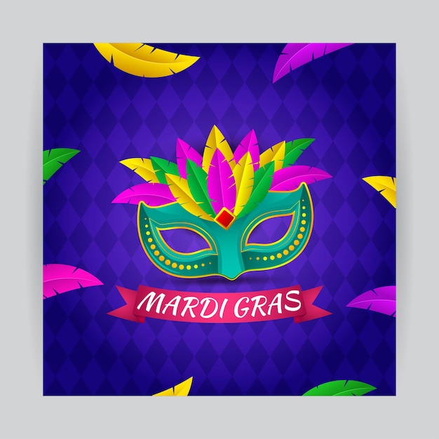 Vectorillustratie van Mardi Gras carnaval viering concept banner met prachtige Venetiaanse masker