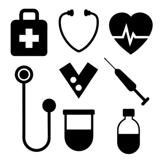 Vectorillustratie van medische en gezondheidszorgiconensets