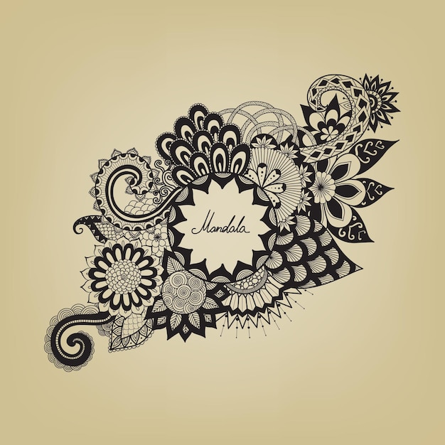 vectorillustratie van mehndi-ornament