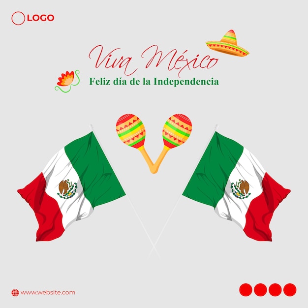 Vector vectorillustratie van mexico independence day sociale media feedsjabloon