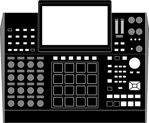 Vectorillustratie van MIDI Production Center-sampler AKAI MPC X