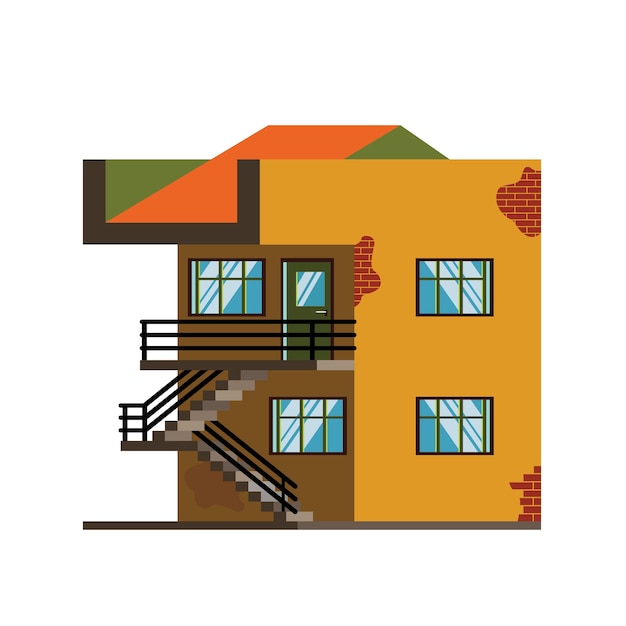 Vector vectorillustratie van modern huis in vlakke stijl