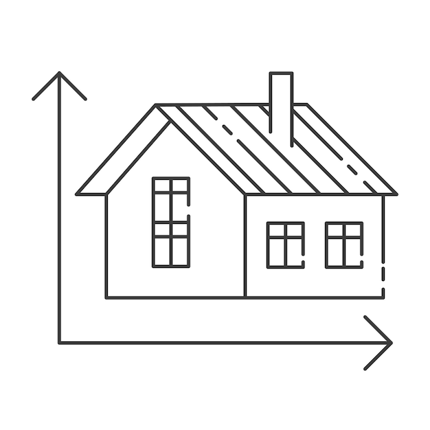 Vectorillustratie van moderne pictogram beeltenis van een huis meting concept. hoogwaardig zwart overzichtslogo voor websiteontwerp en mobiele apps. vectorillustratie op een witte achtergrond.