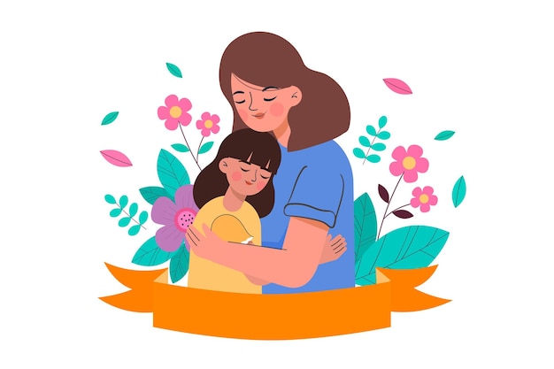 Vector vectorillustratie van moeder en dochter
