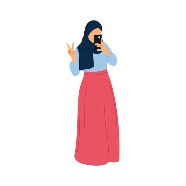 Vectorillustratie van moslimvrouw hijab dragen